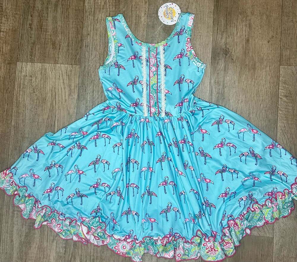 Charlie's Project Kids Flamingo Floral Ruffle Twirl Dress